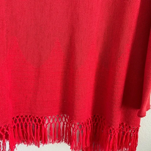 Lilly Pulitzer Red Open Front Fringe Hem Cardigan Sweater Knit Size L - Picture 4 of 7